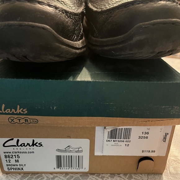 Clarks black dress shoe worn once  86215 size 12 wide - Picture 7 of 8